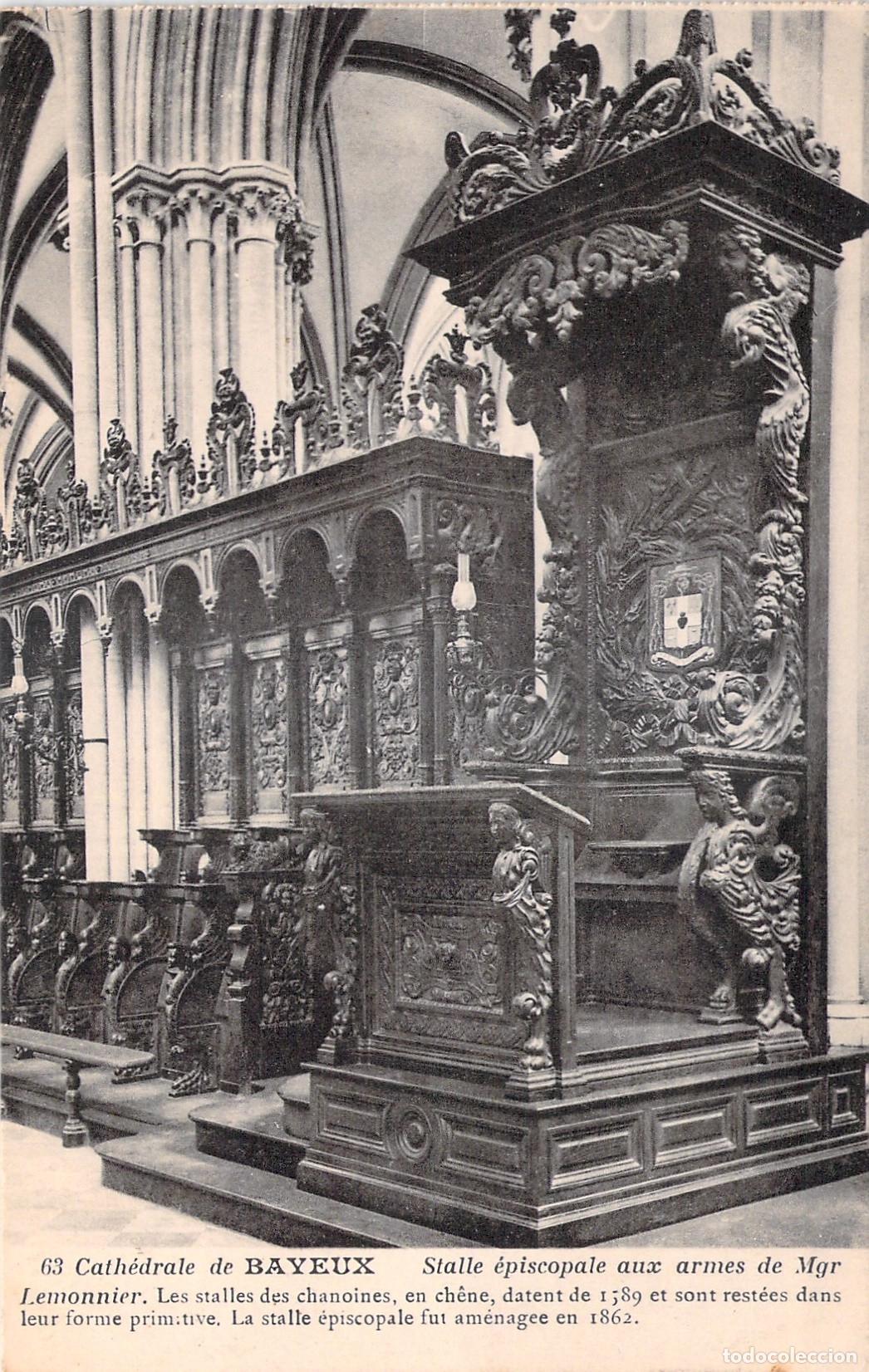 Cartoline: Postal de la Catedral de Bayeux con siller&iacute;a del coro en Normand&iacute;a