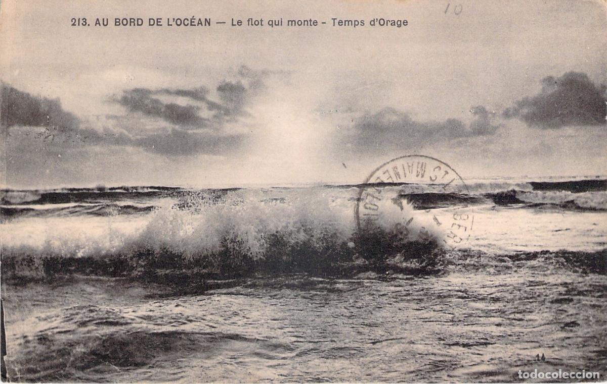 Cartoline: Postal de paisaje mar&iacute;timo con mar tormentoso en La Baule