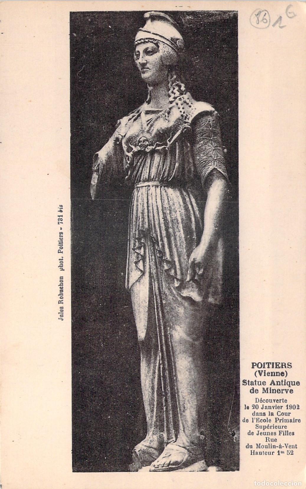 Cartoline: Postal de la Estatua de Minerva en Poitiers, Francia