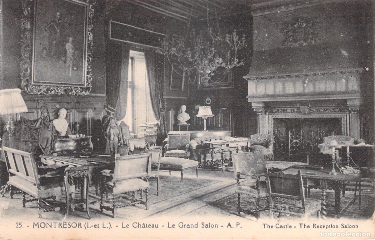 Postales: Postal del Gran Sal&oacute;n del Castillo de Montresor en Francia