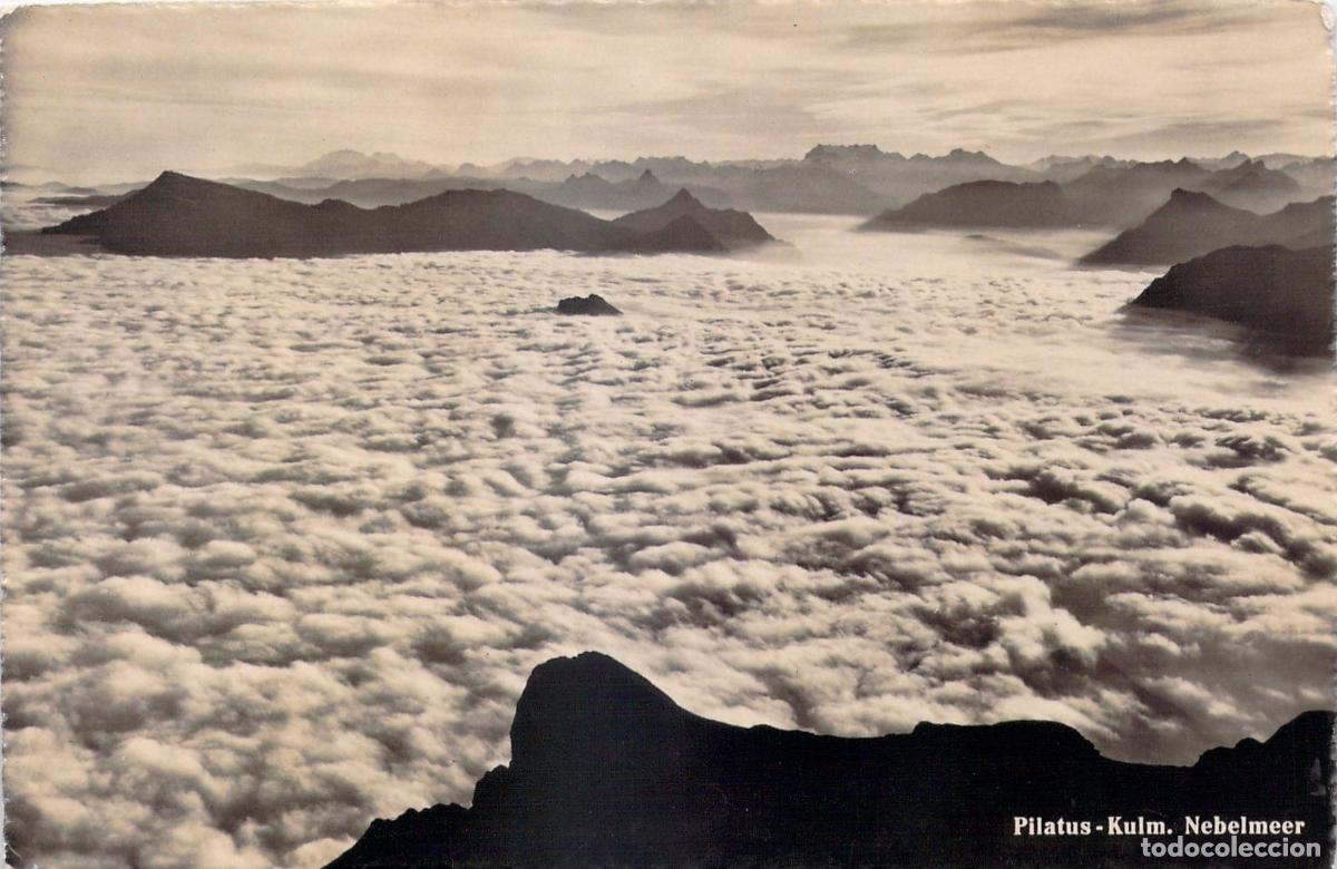 Postais: Postal de Pilatus Kulm sobre un mar de nubes en Suiza