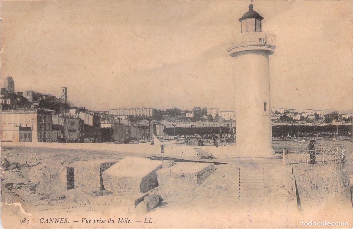 Postales: Postal de Cannes, vista del faro desde el muelle