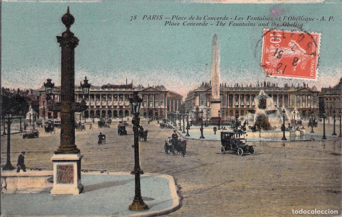 Postcards: Postal de la Place de la Concorde en Par&iacute;s con fuentes y obelisco