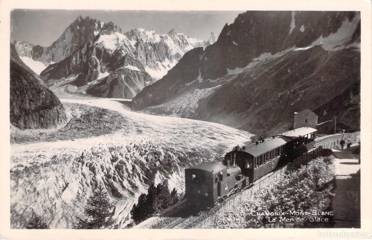 Cartoline: Postal de Mer de Glace, Chamonix-Mont-Blanc, Alpes franceses