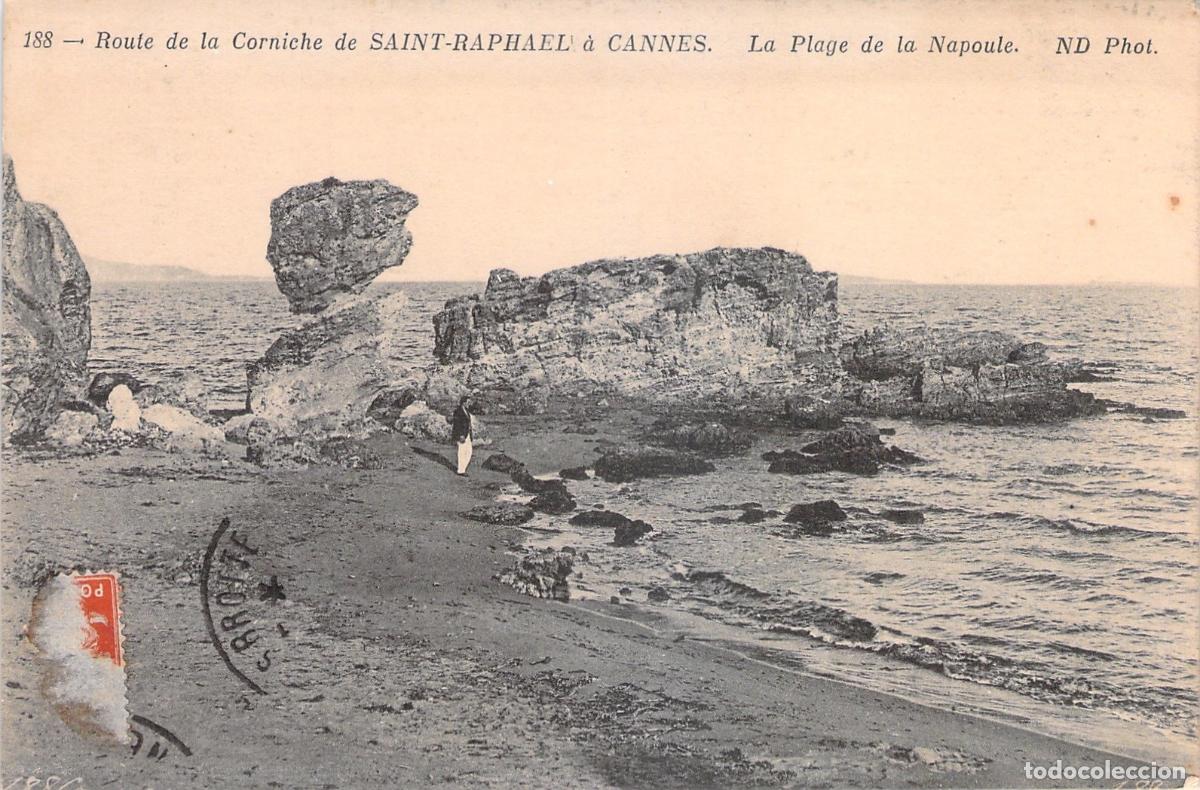 Cartoline: Postal de la playa de La Napoule en la ruta de la Corniche, Francia