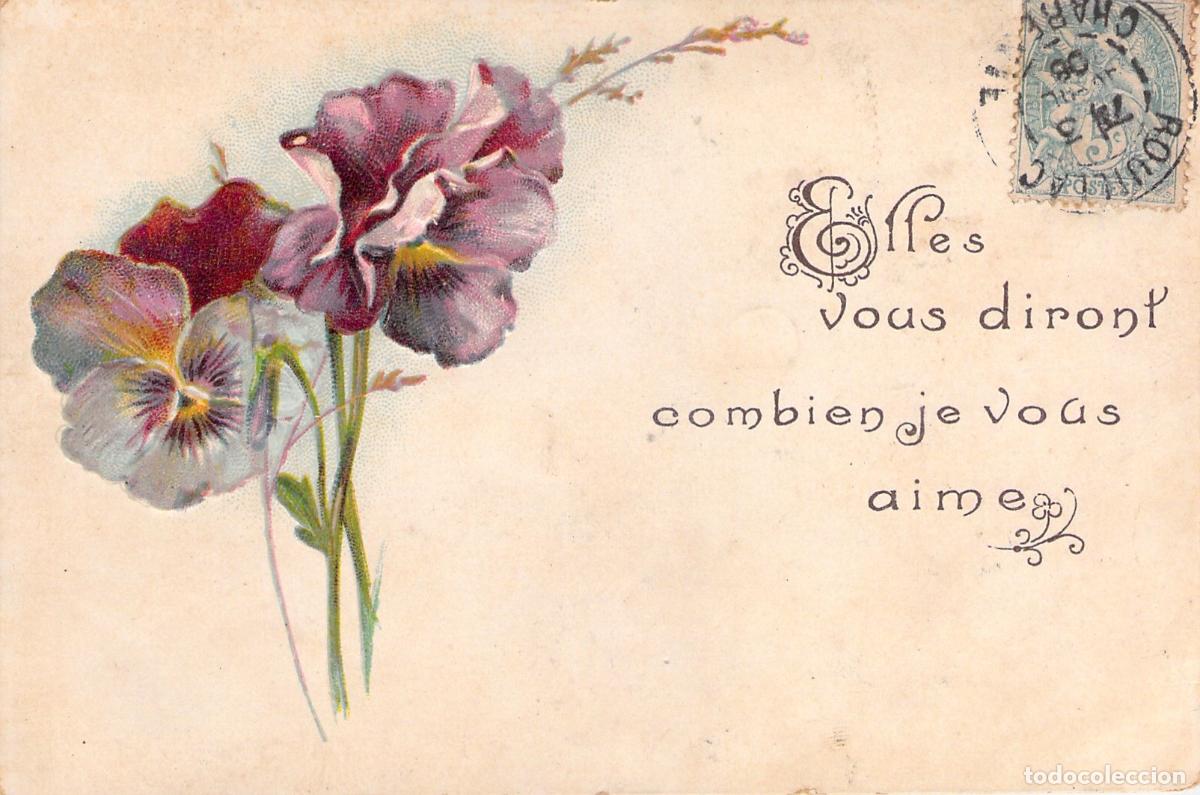 Postkarten: Postal con flores y mensaje rom&aacute;ntico