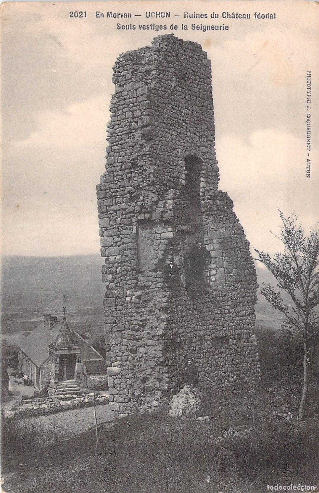 Postkarten: Postal de las ruinas del castillo feudal de Uchon, Francia