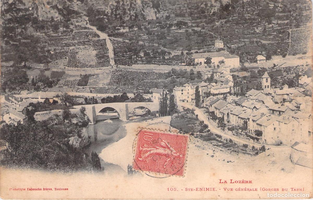 Postkarten: Postal de la vista general de Sainte-Enimie en Loz&egrave;re, Francia