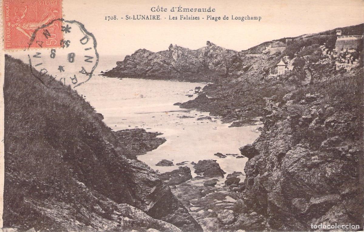 Postkarten: Postal de St-Lunaire: Acantilados y Playa de Longchamp