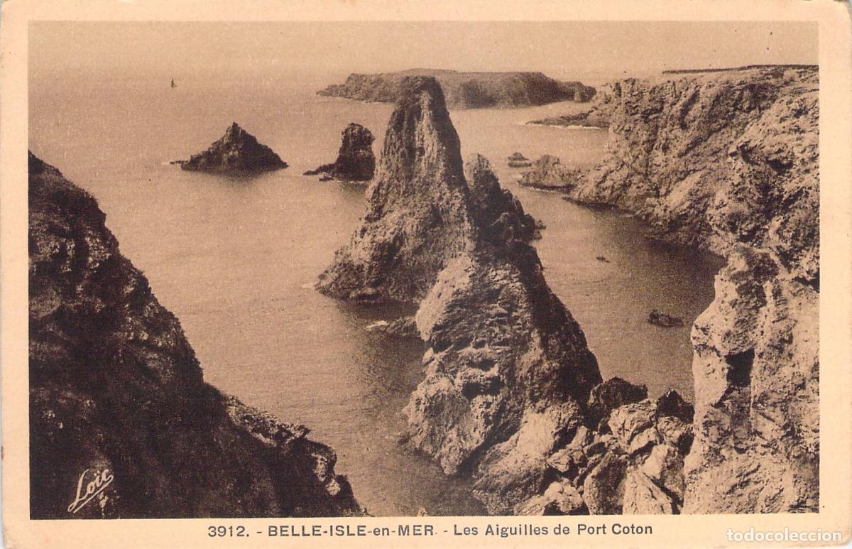 Postales: Postal de Les Aiguilles de Port Coton en Belle-&Icirc;le-en-Mer, Francia