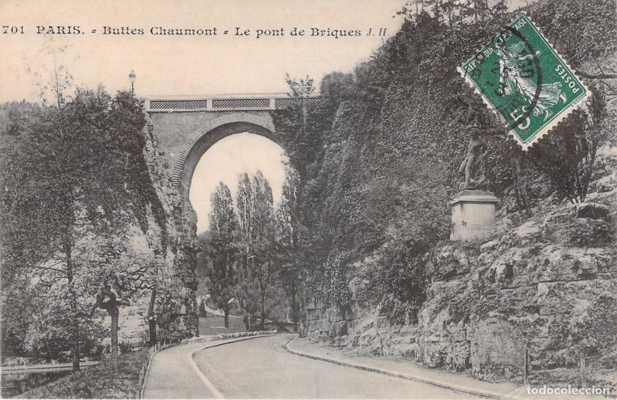 Cartes Postales: Postal de Paris: El puente de ladrillo en el parque Buttes-Chaumont