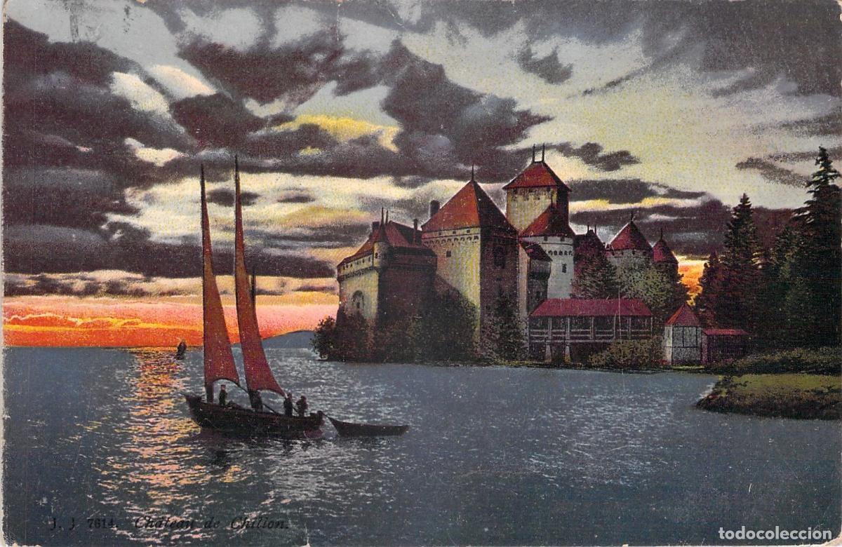 Postales: Postal del Castillo de Chillon en Montreux, Suiza
