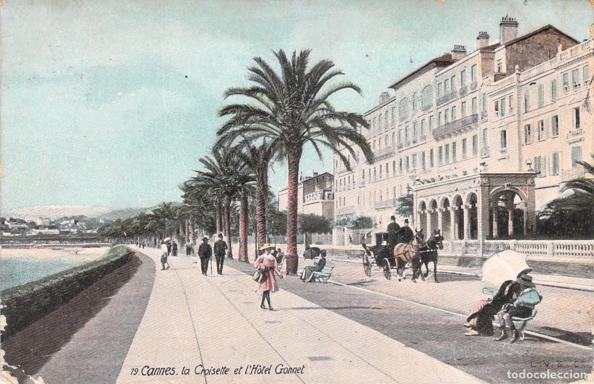 Postales: Postal de Cannes, La Croisette y el Hotel Gonnet, Francia