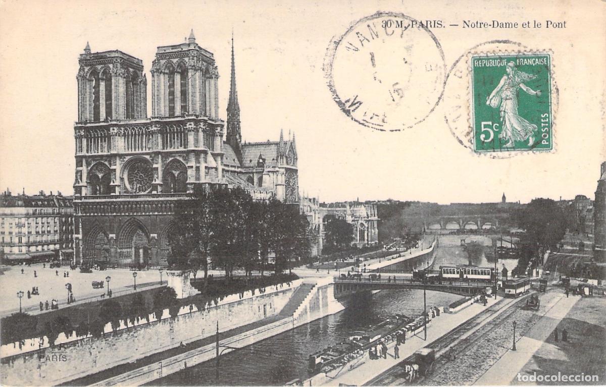 Postales: Postal de la Catedral de Notre-Dame y el R&iacute;o Sena en Par&iacute;s