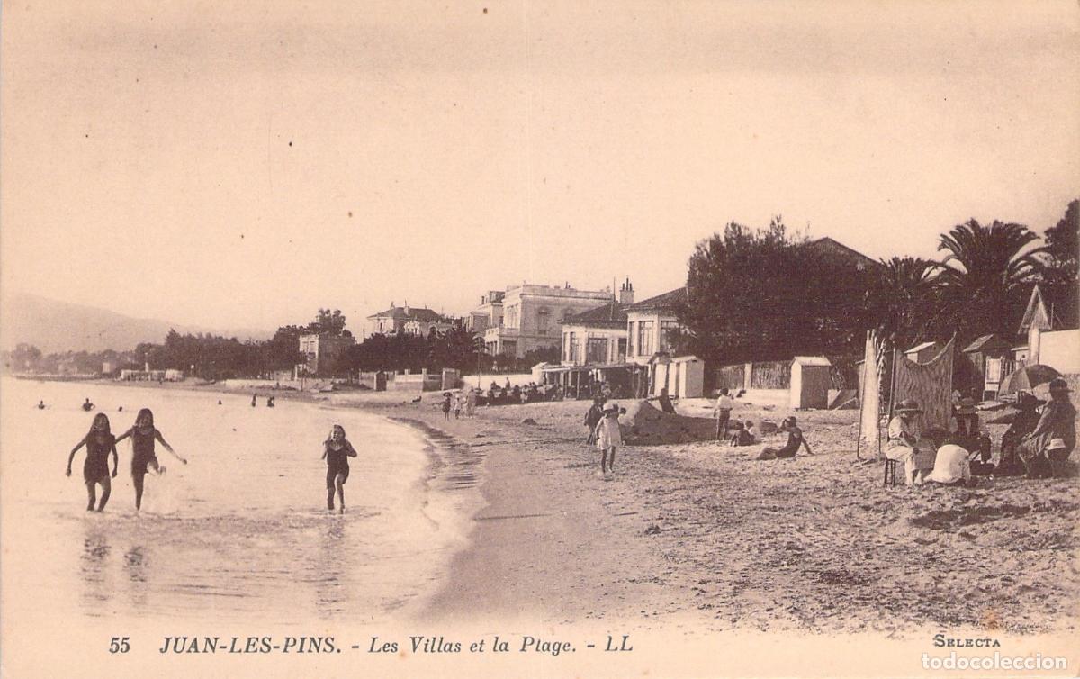 Cartoline: Postal de Juan-les-Pins Francia Vista de Playa y Villas