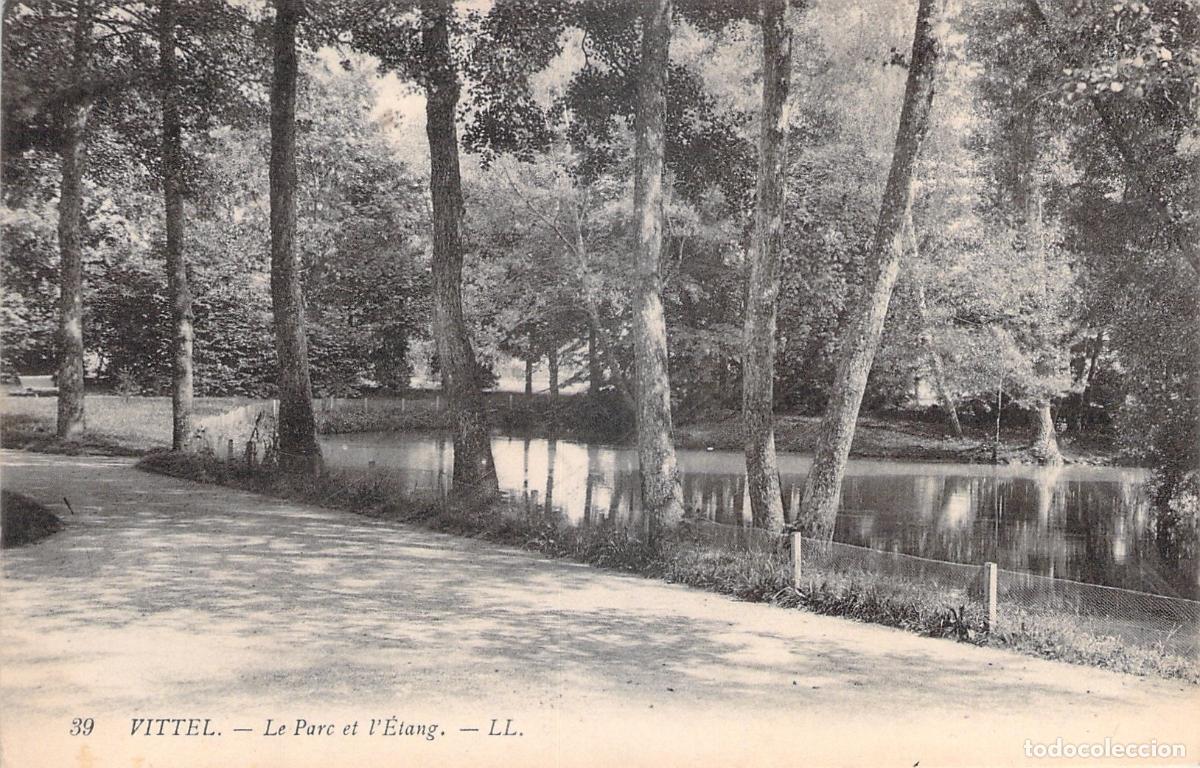 Cartoline: Postal de Vittel, el Parque y el Estanque, Francia