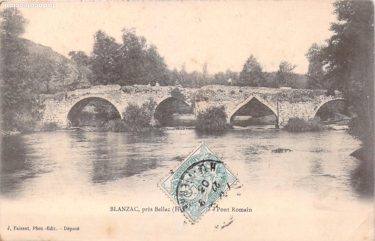 Cartoline: Postal de Francia: Puente Romano en Blanzac