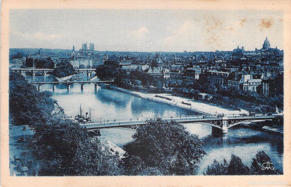 Postkarten: Postal de Par&iacute;s con vista al r&iacute;o Sena y el puente del Vert-Galant