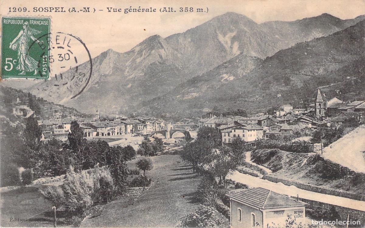 Cartoline: Postal de Sospel, vista general en los Alpes-Maritimes, Francia