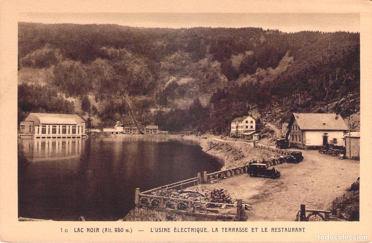 Cartoline: Postal de Lac Noir, Central Hidroel&eacute;ctrica y Restaurante en los Vosgos