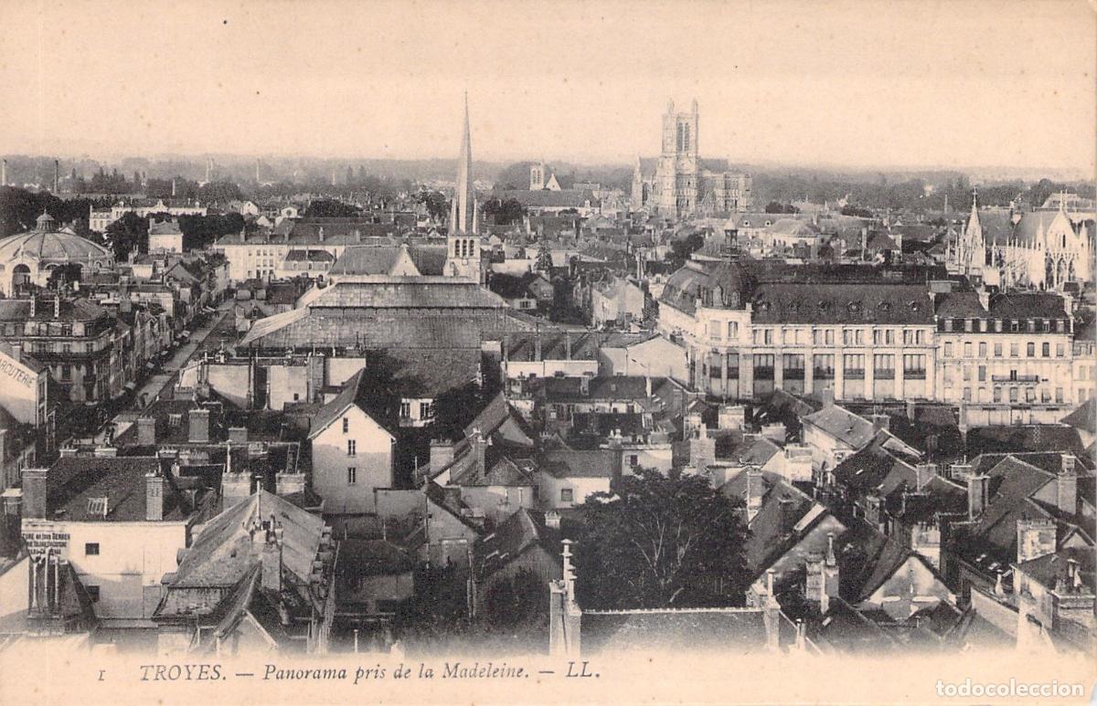 Cartoline: Postal de panorama de la ciudad de Troyes vista desde la iglesia de La Madeleine
