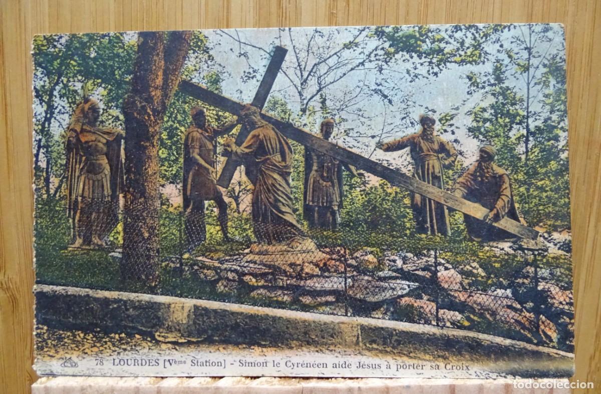 Postais: TARJETA POSTAL.78 LOURDES. SIM&Oacute;N EL CIRENEO AYUDA A JES&Uacute;S A LLEVAR LA CRUZ