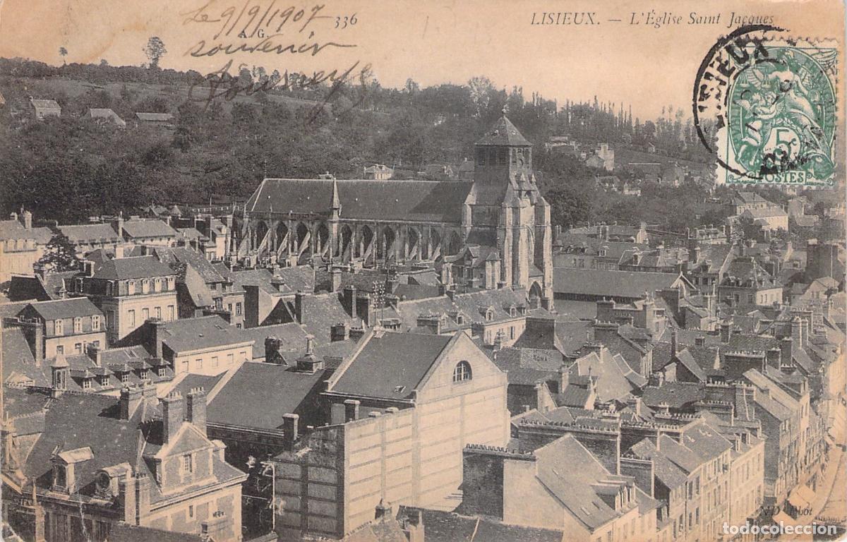 Postkarten: Postal de Lisieux con vista a la Iglesia Saint Jacques