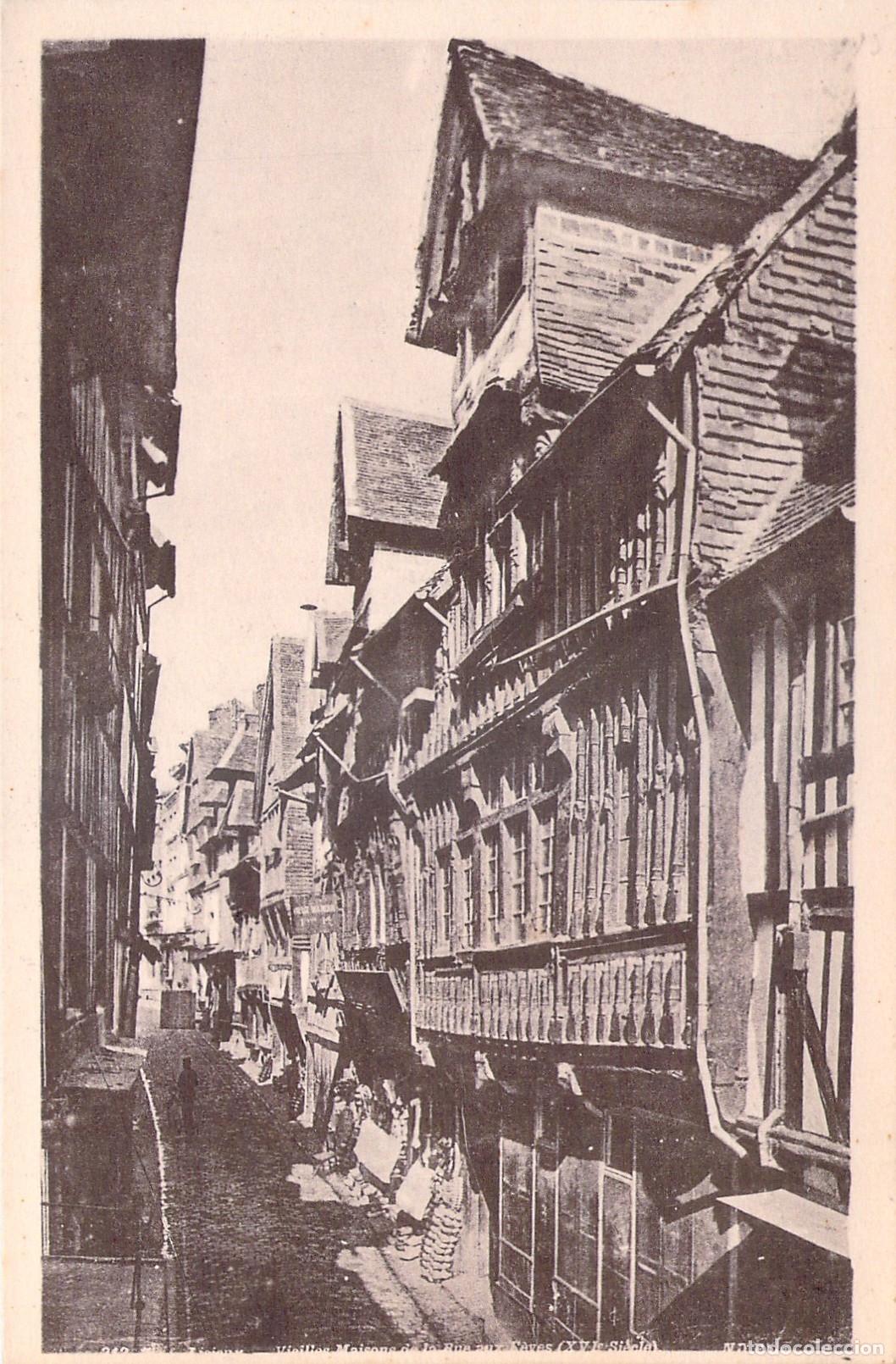 Postkarten: Postal de las casas antiguas de Rue aux F&egrave;vres en Lisieux