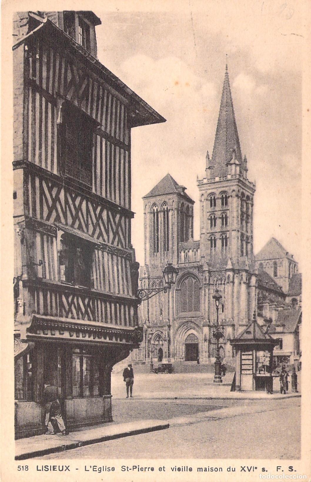 Postkarten: Postal de Lisieux, Catedral Saint-Pierre y casa medieval