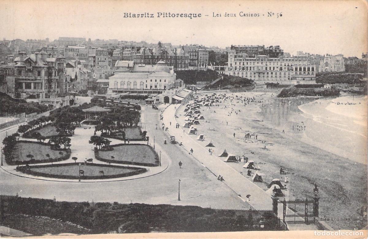 Postales: Postal de Biarritz con vista a los dos casinos