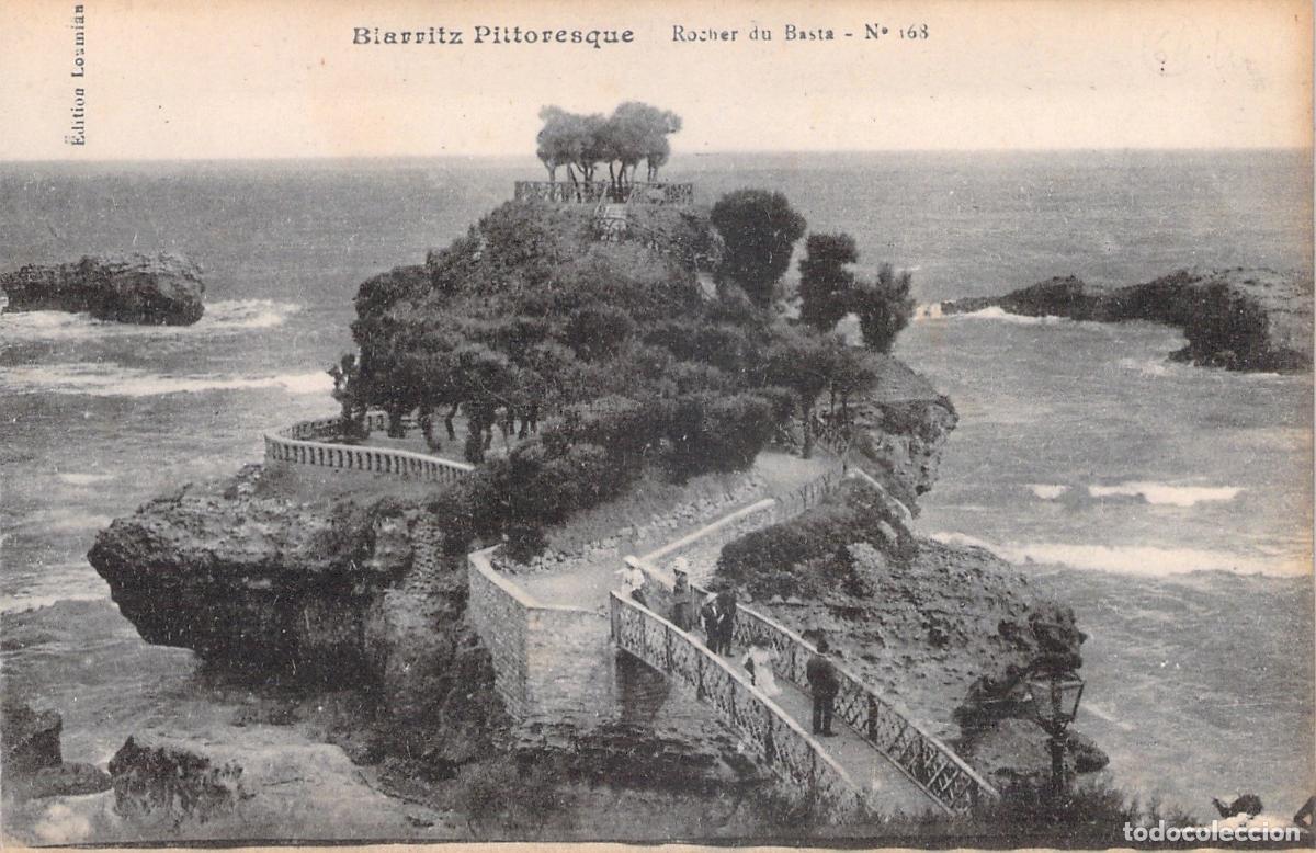 Postales: Postal de Biarritz: El Rocher du Basta Francia