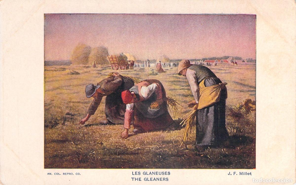 Postales: Postal de la pintura Las Espigadoras de Jean-Fran&ccedil;ois Millet
