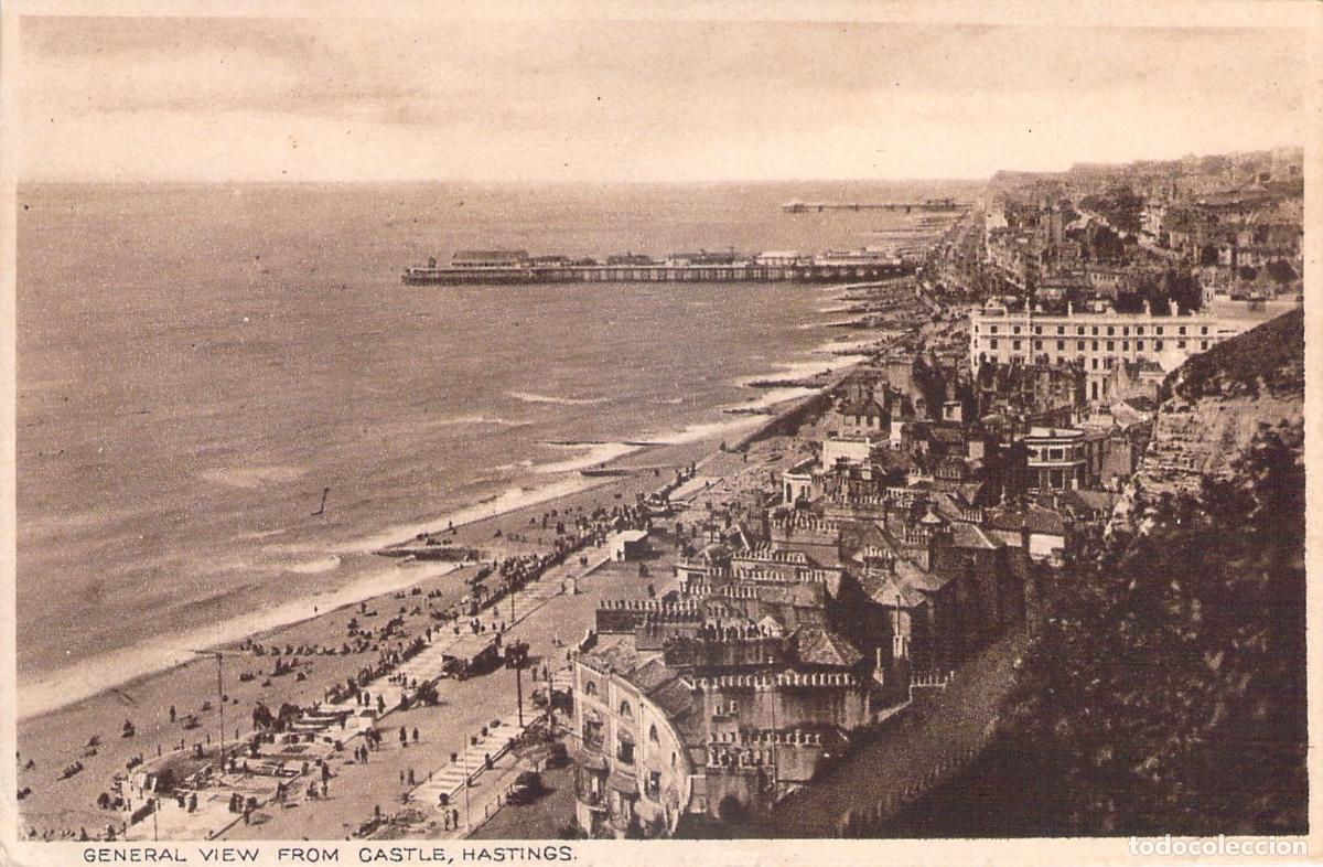 Postales: Postal de la vista general de la costa de Hastings desde el castillo