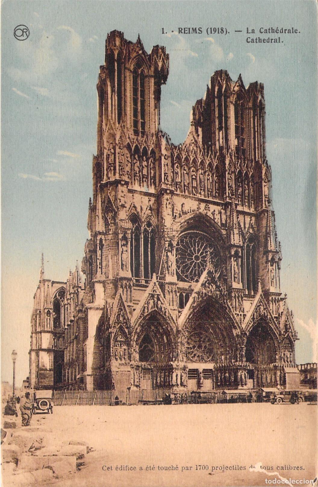 Postales: Postal de la Catedral de Reims en Francia