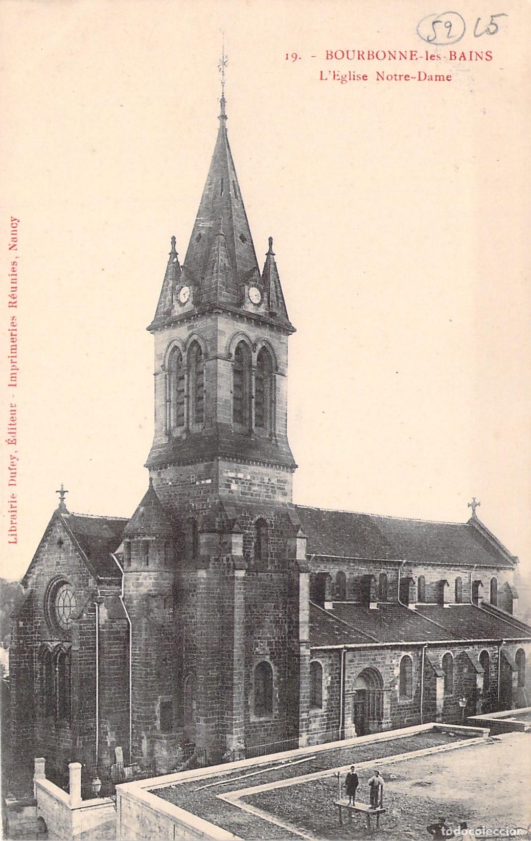 Postales: Postal de la Iglesia Notre-Dame en Bourbonne-les-Bains, Francia