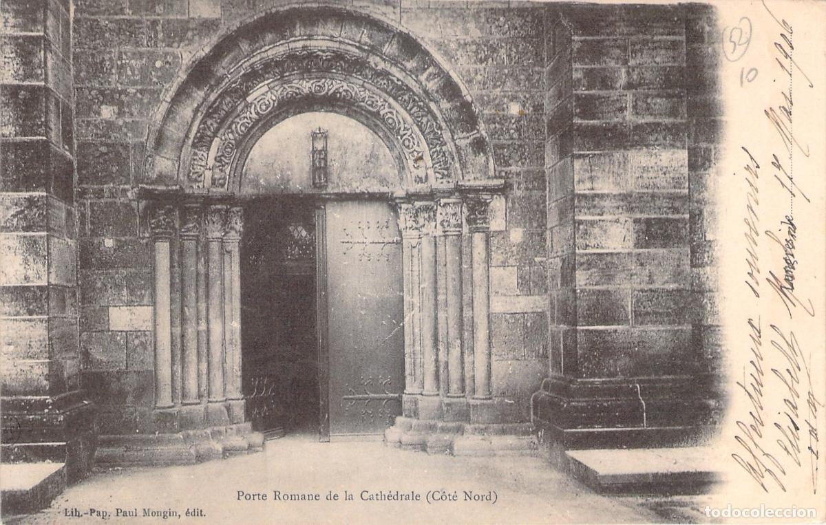 Postales: Postal de la Puerta Rom&aacute;nica de la Catedral de Moulins