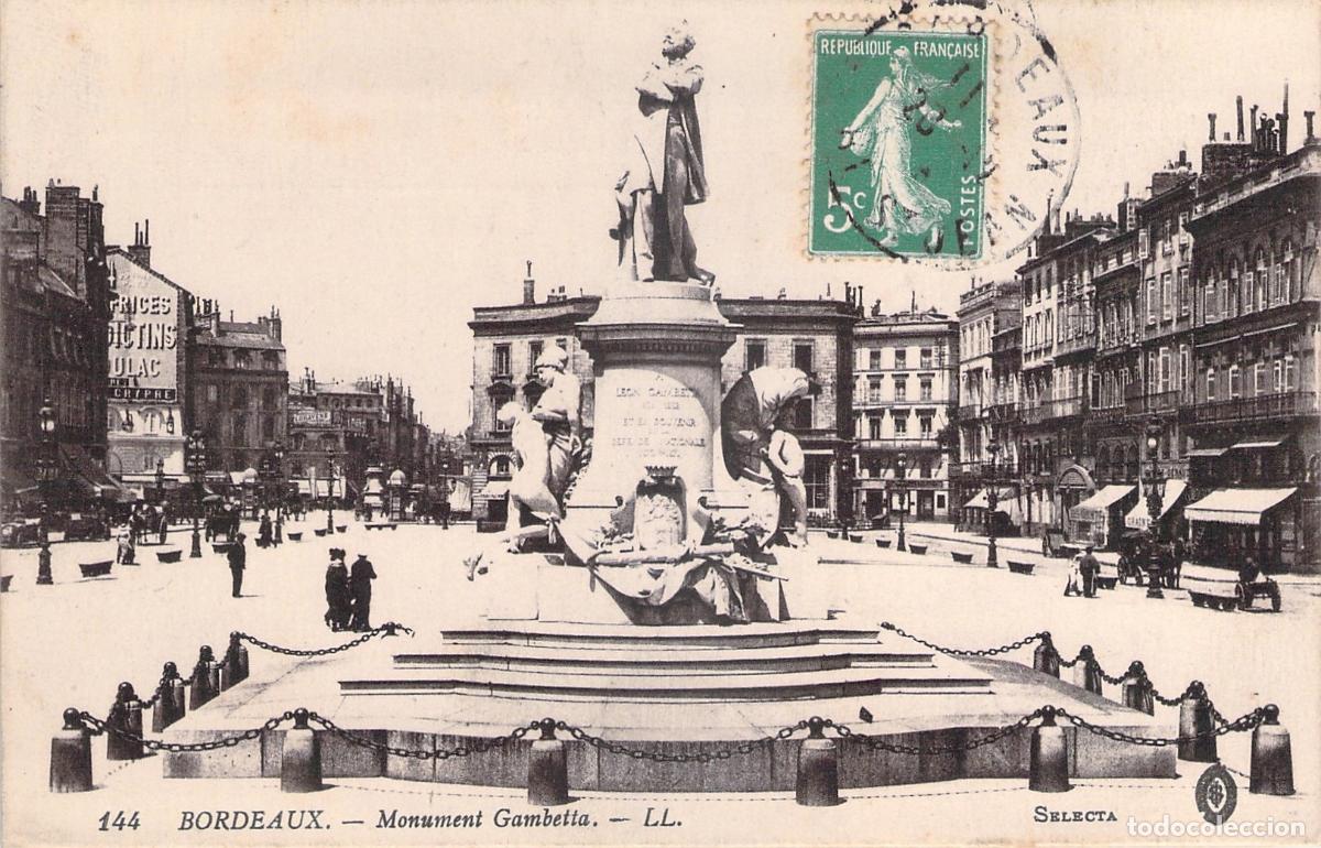 Postales: Postal de Bordeaux, Francia - Monumento a Gambetta
