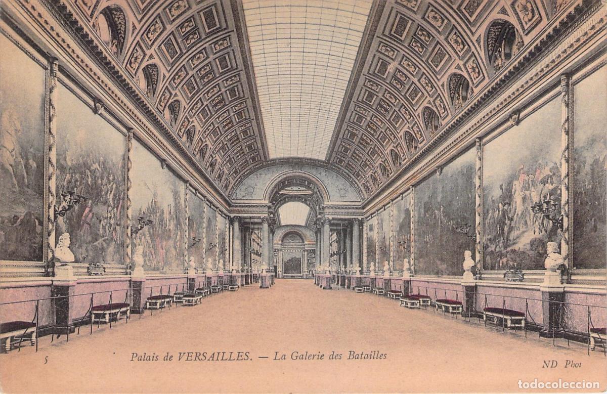 Postales: Postal del Palacio de Versalles: Galer&iacute;a de las Batallas