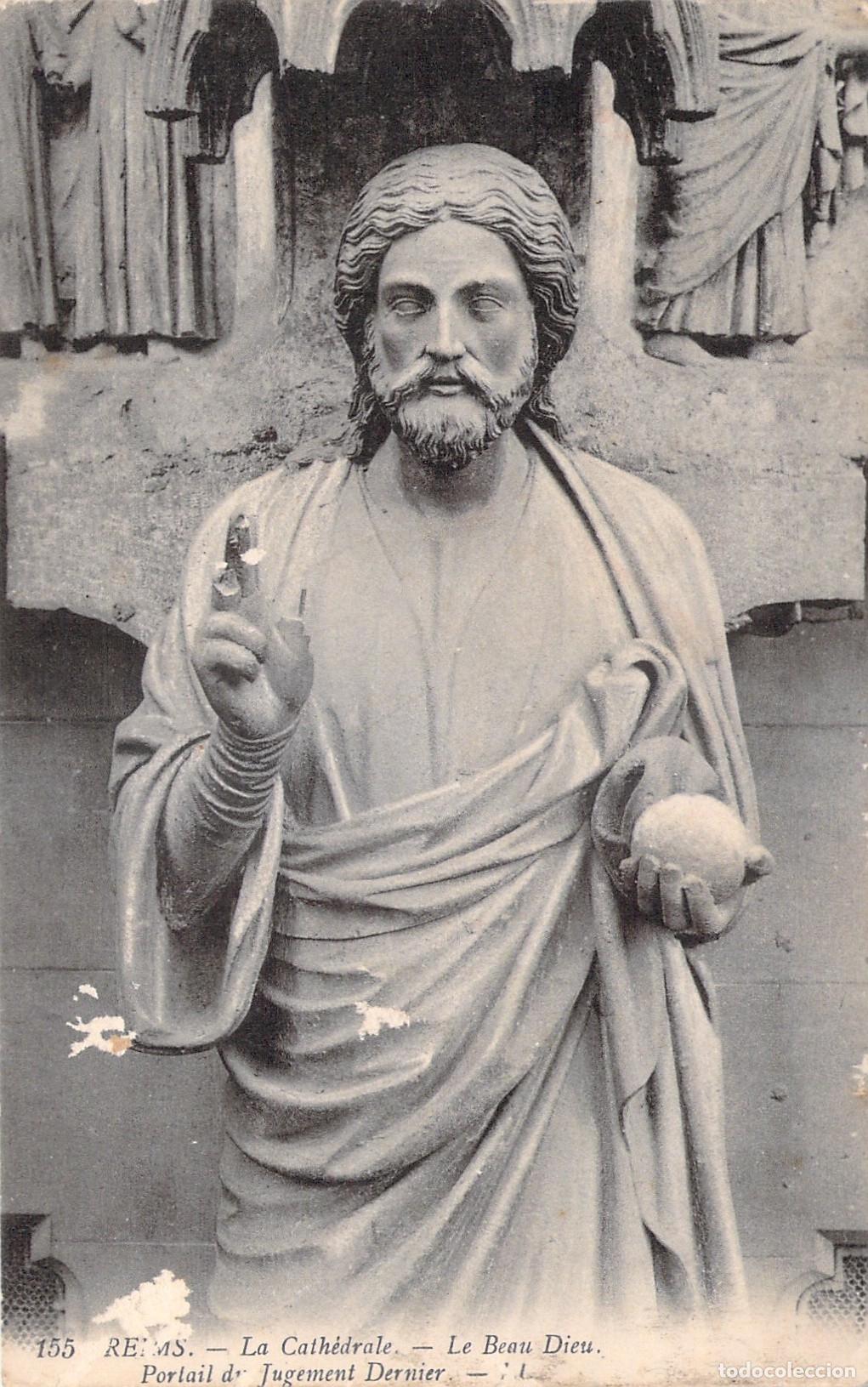 Postales: Postal de la Catedral de Reims - Escultura Le Beau Dieu