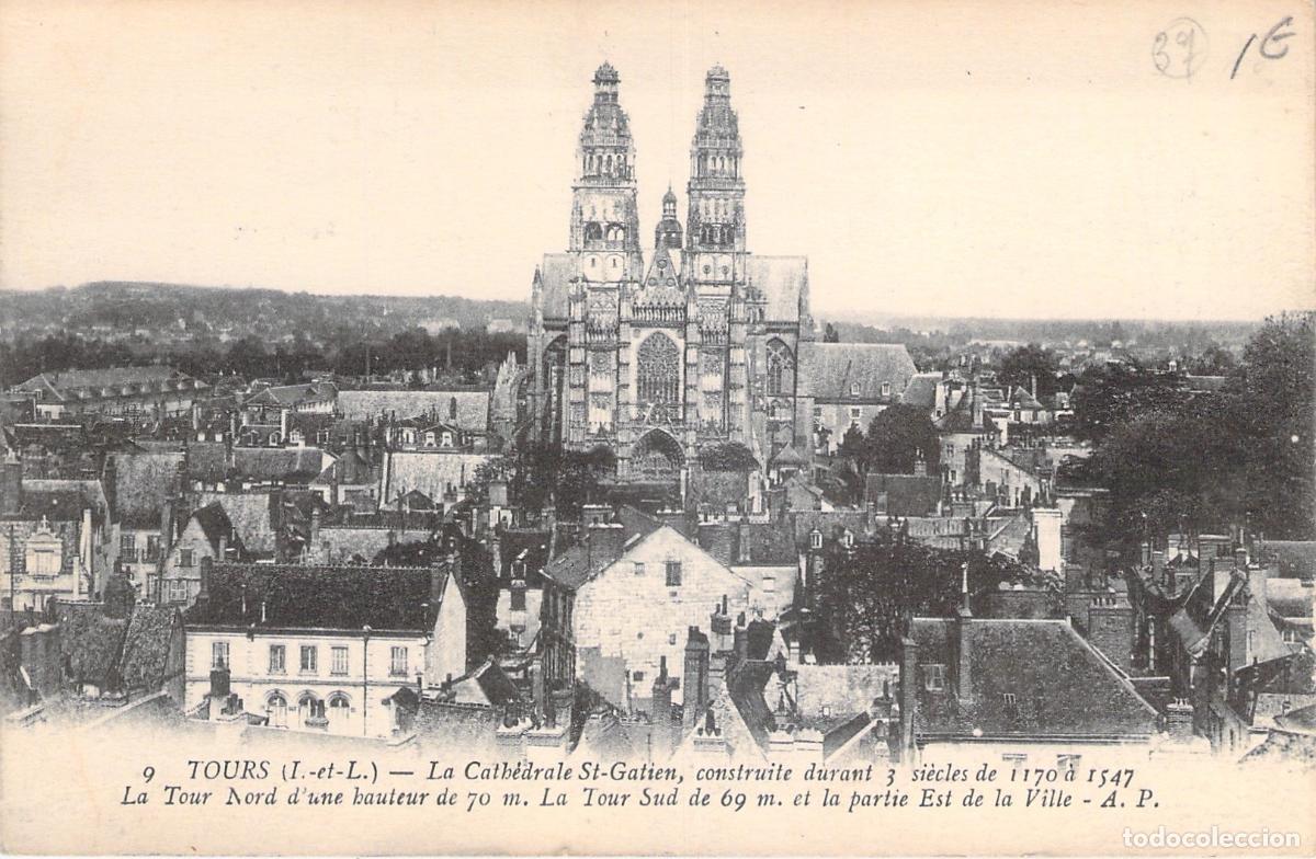 Postales: Postal de la Catedral de Saint-Gatien en Tours, Francia