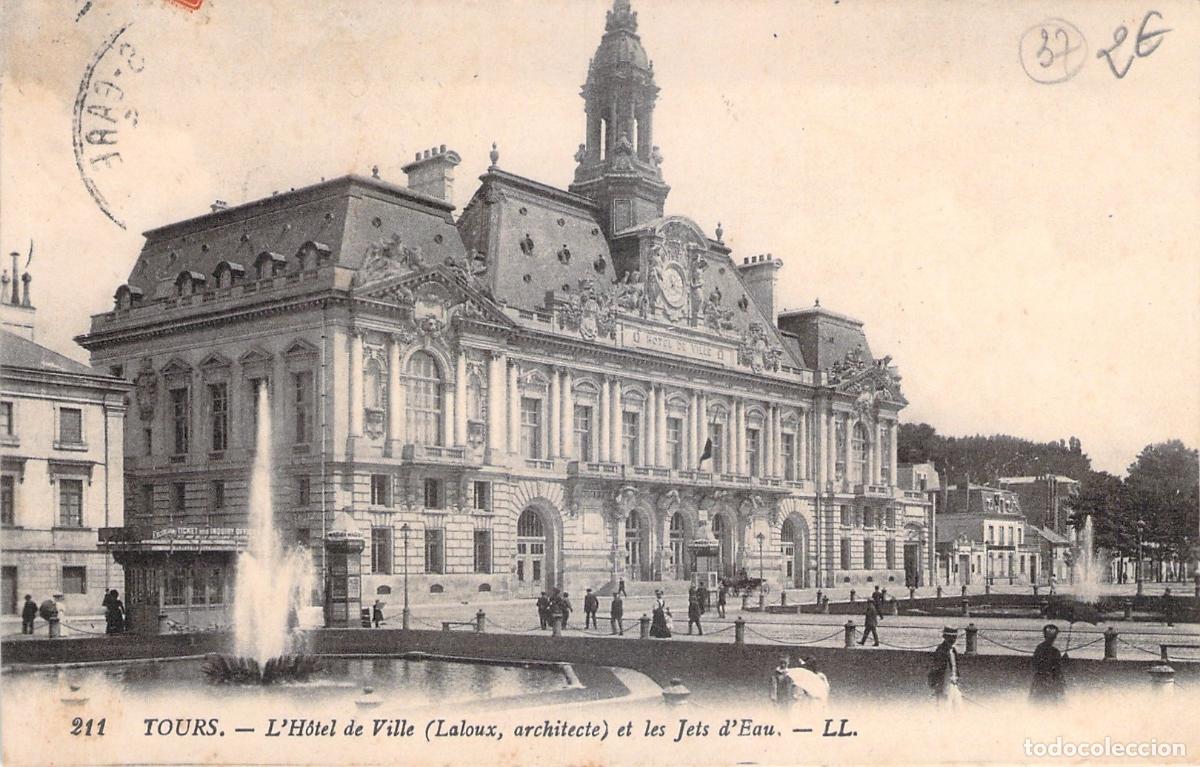 Postcards: Postal de Tours, Ayuntamiento y Fuentes, Francia