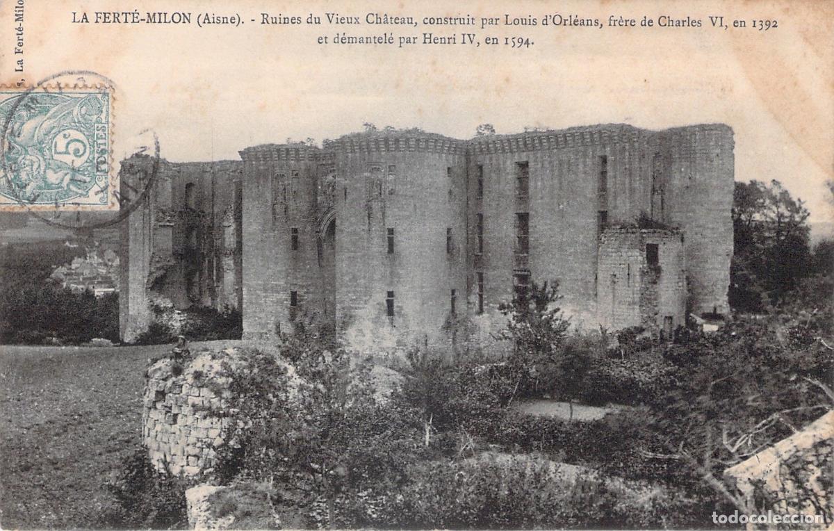 Cartoline: Postal de las ruinas del antiguo castillo en La Fert&eacute;-Milon, Francia