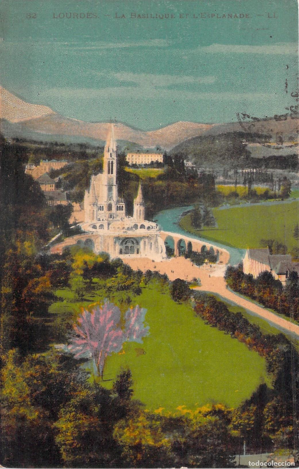 Postales: Postal de Lourdes, Bas&iacute;lica y Explanada, Francia