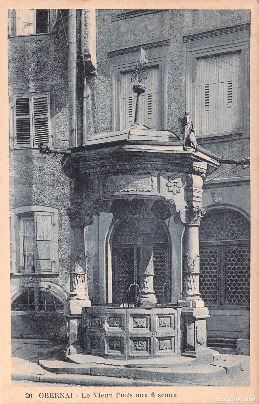 Cartoline: Postal de la fuente Vieux Puits aux 6 seaux en Obernai, Francia