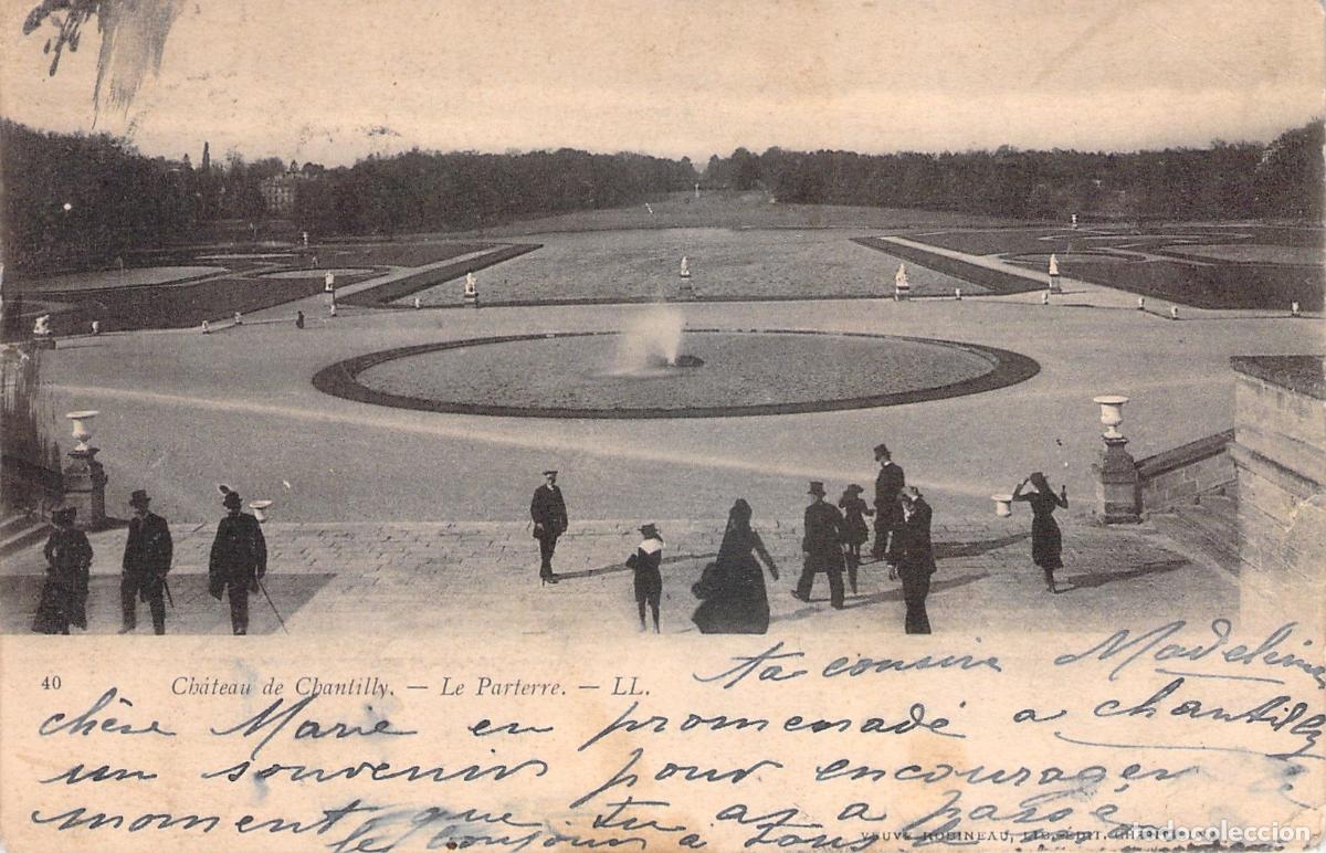 Postkarten: Postal del Jard&iacute;n y Fuente del Castillo de Chantilly en Francia