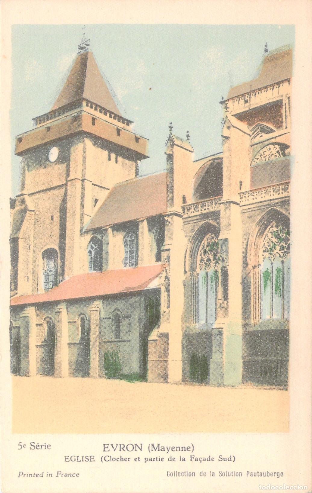 Postkarten: Postal de la Iglesia de Evron, Mayenne, Francia
