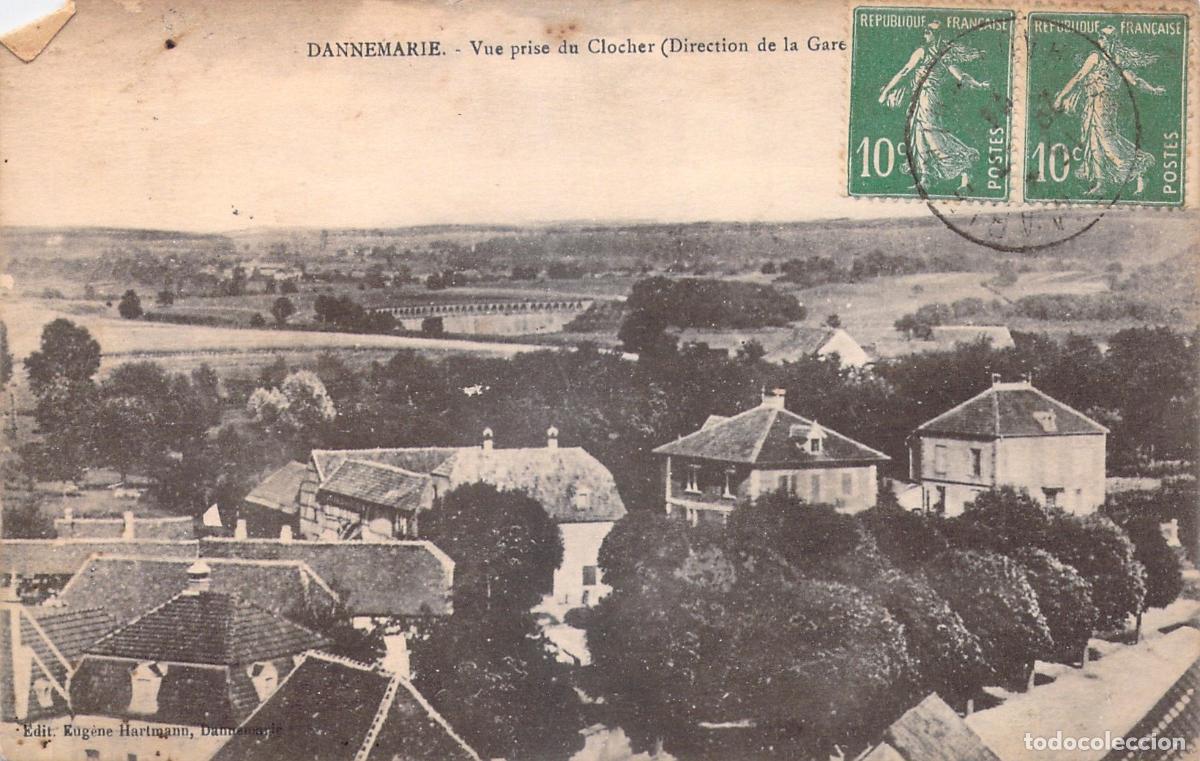Postais: Postal de Dannemarie vista desde el campanario hacia la estaci&oacute;n