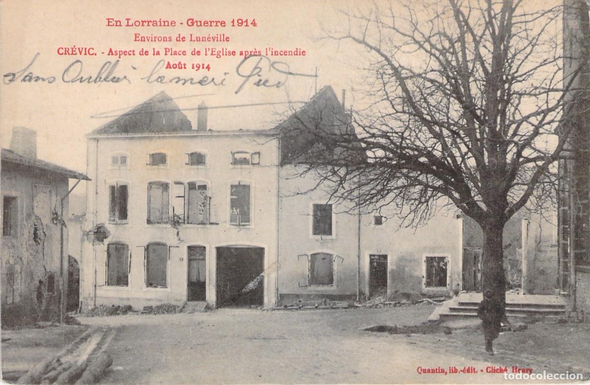 Postais: Postal de la destrucci&oacute;n en Crevic, Francia durante la Primera Guerra Mundial