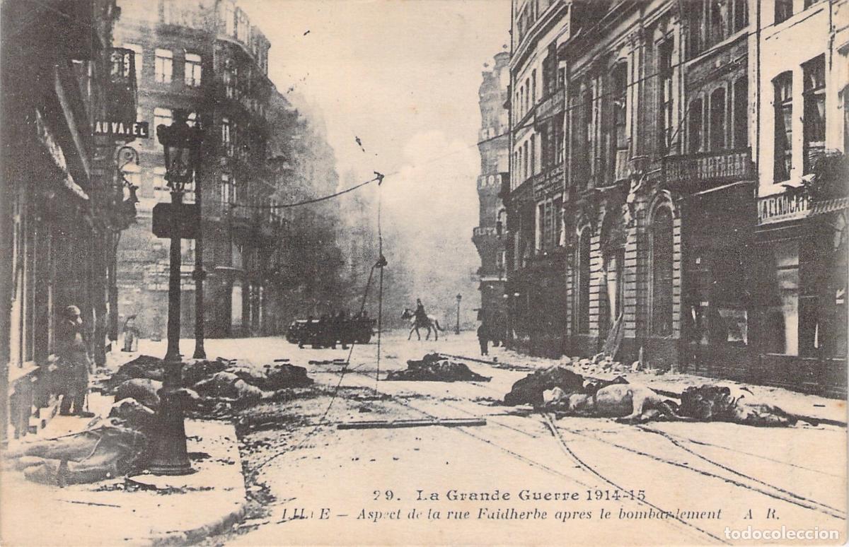 Postais: Postal de la calle Faidherbe en Lille tras el bombardeo