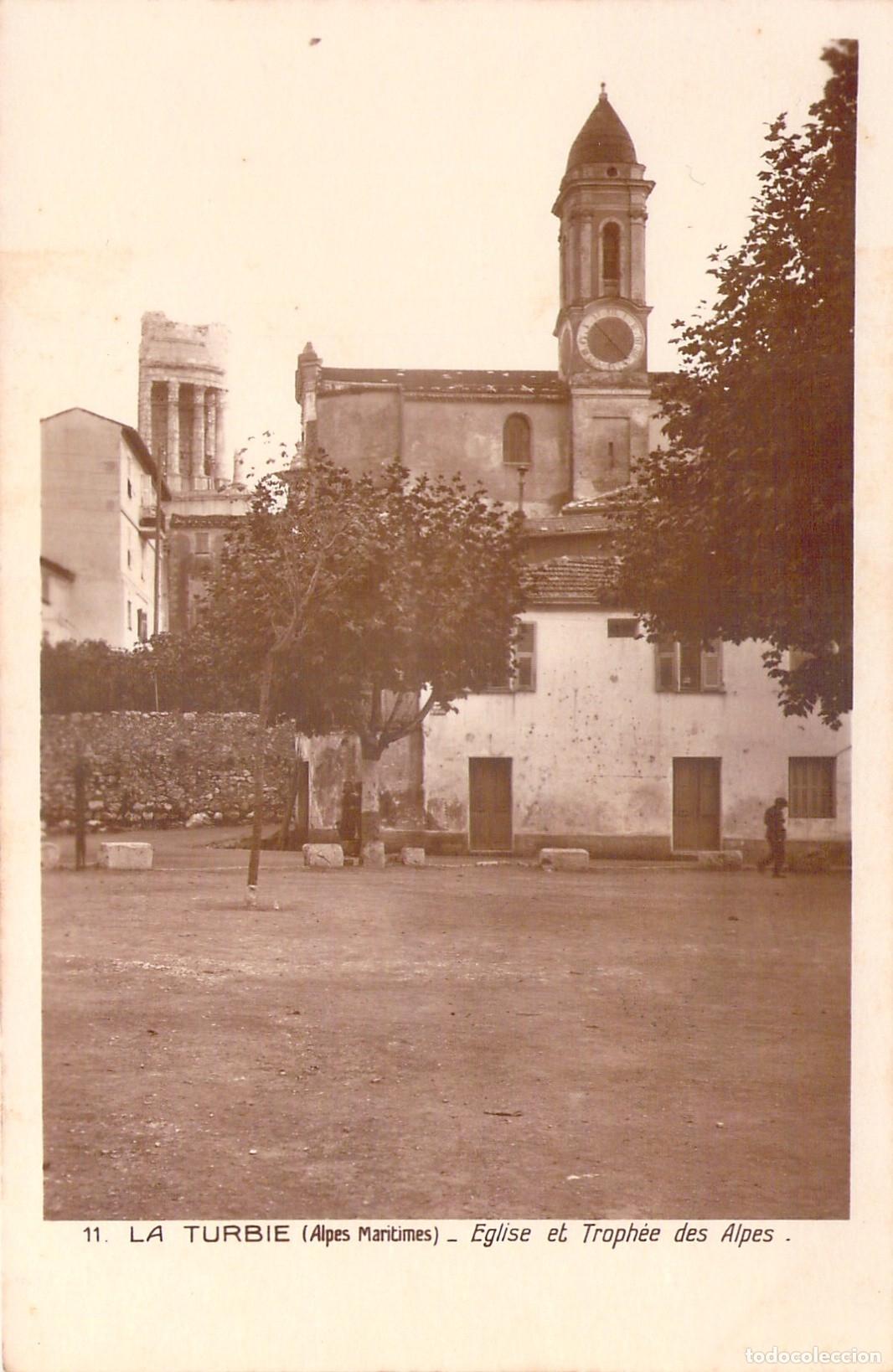 Postais: Postal de La Turbie, Francia, Iglesia y Trofeo de los Alpes